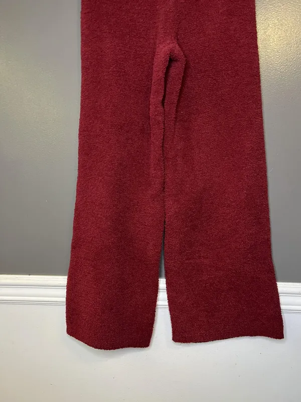 Aerie Pants Womens Small Red Fuzzy Knit Wide Leg Cozy Lounge Sweatpants - Image 6