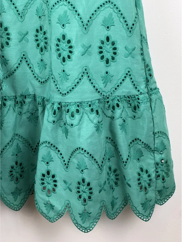 Emery Rose Green Eyelet Embroidered Babydoll Mini Dress NWT Size S Boho - Image 8