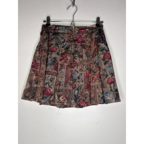 Vintage 90s Darlyn Tapestry Vest & Skirt Suit Set Woven Floral Made in USA Sz 4 - Image 6