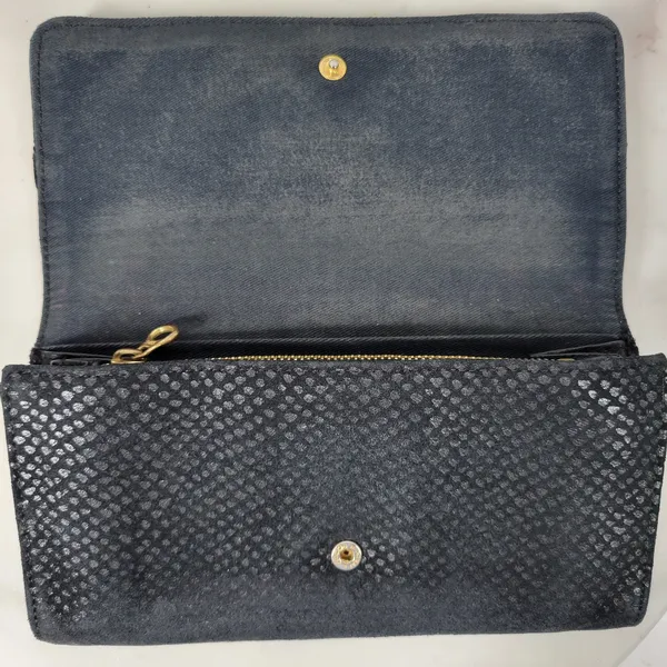 See By Chloe Checkbook Wallet 7.25" Black Soft Embossed Leather Bi-Fold Clutch - Image 4