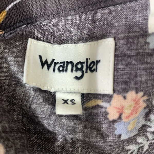 Wrangler Western Shirt Womens XS Black Floral Snap Front LongSleeve Pointed Yoke - Image 2
