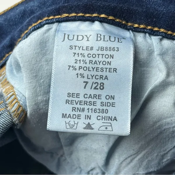 Judy Blue Middle Seam Stitch‎ Skinny Fit Women's Size 7 / 28 Blue Denim Jeans - Image 4