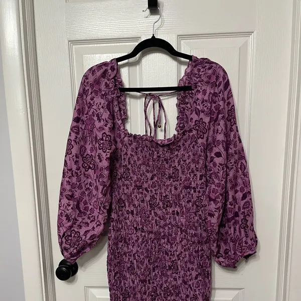 Free People Smock It to Me Long Sleeve Minidress in‎ purple floral XS - Image 3