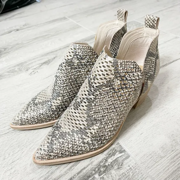 Sher Perforated Snakeskin Booties - Image 10