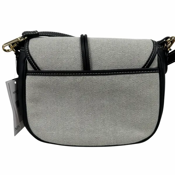 Nine West Birdi Canvas Shoulder Bag Crossbody Bag Black White - Image 5