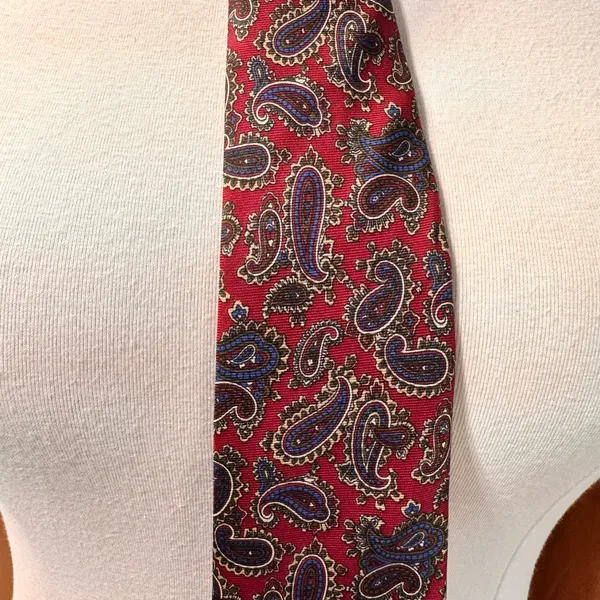Rooster West End Collection Men's Tie Silk Paisley Burgundy Multicolor Necktie - Image 6