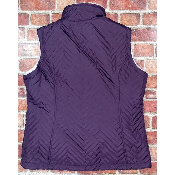 Pre-Owned Free Country Purple Zip Puffer Vest Sherpa Soft Sleeveless Size L Cold - Image 2