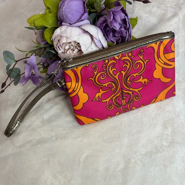 Boutique Vibrant Pink and Orange Retro Printed Bag - Image 3