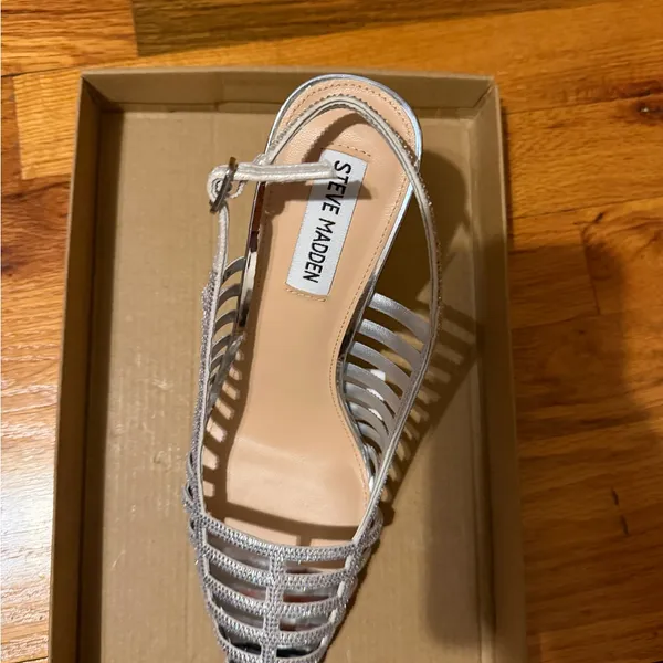 Steve Madden Metallic Silver Strappy Heels - Image 7