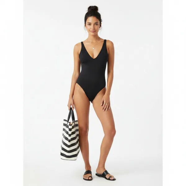 BuffBunny Black 1 Piece Bodysuit 1 Piece Swim Bathing Suit L - Image 7