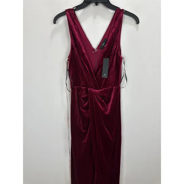 Lulus Beautiful Evenings Wine Red Velvet Twist-Front Maxi Dress Formal Small NWT - Image 7