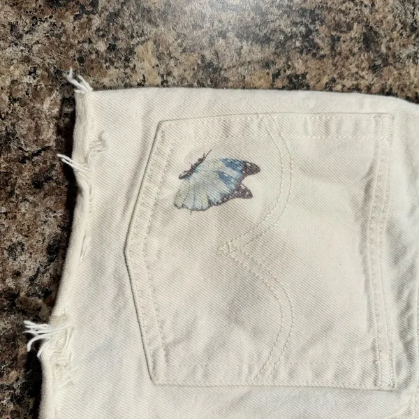 Levis Denim Shorts 501 Butterfly Y2K Cottage Button Fly 90s Grunge Fairy Boho 24 - Image 5