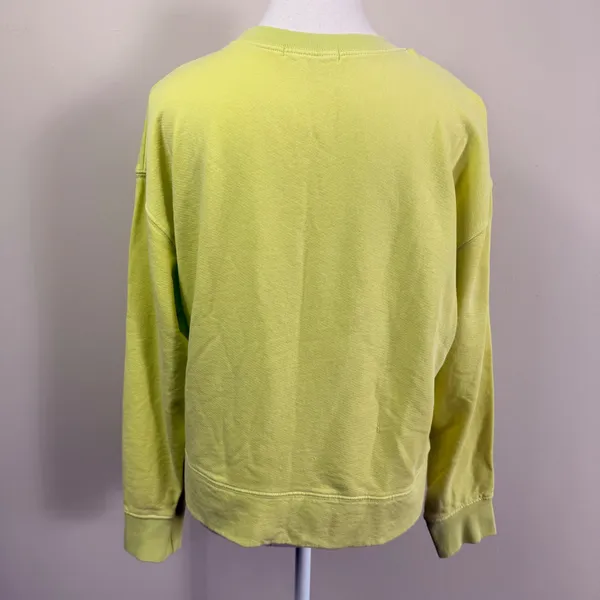 Perfectwhitetee Lime Yellow Cotton French Terry Crewneck Sweatshirt Small USA - Image 3