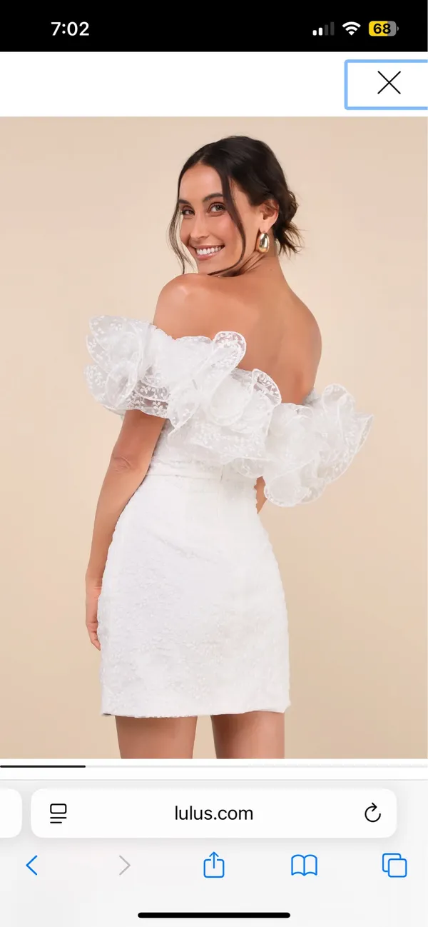 Lulus Angelic Trend White Embroidered Ruffled One-shoulder Mini Dress - Image 2