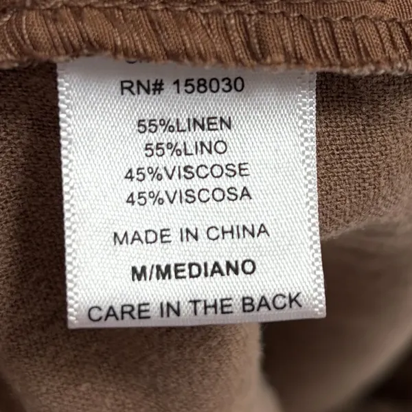Linen Blend Love Tree Tan Shorts Size‎ Medium - Image 3