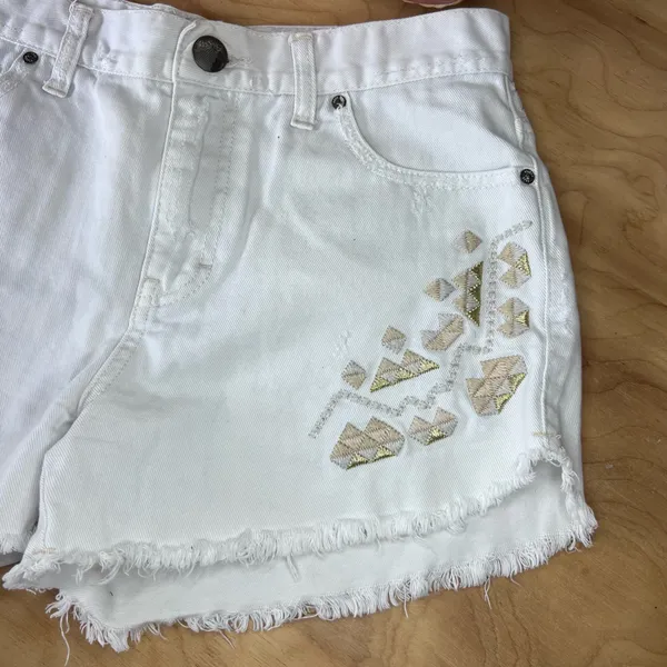 Free People Gold Geo Embroidered Hight Waist Shorts - Image 5