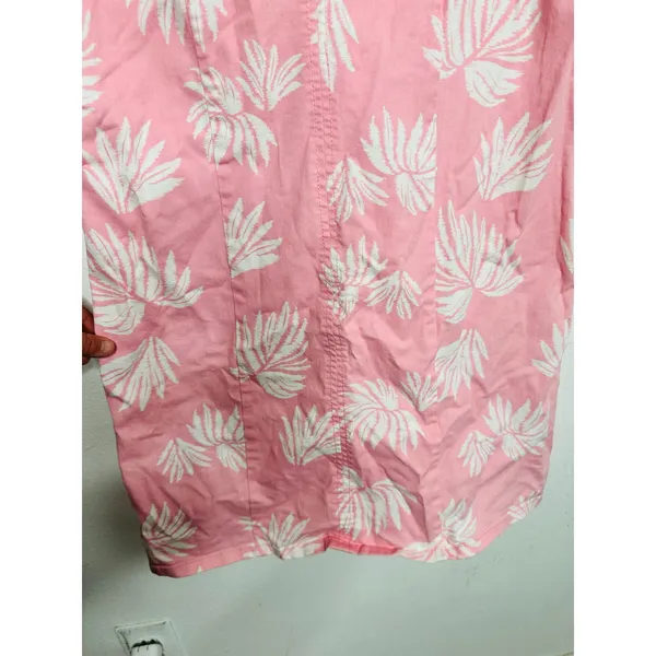 Cinq à Sept Pink White Tropical Leaves Cotton Blend Phoenix Madison Dress sz 14 - Image 4