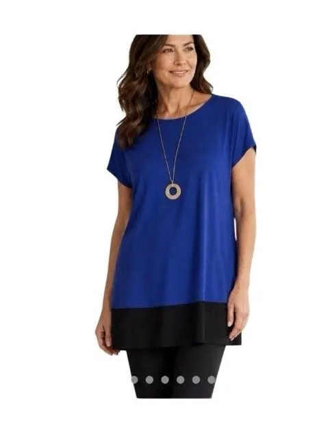 J Jill Womens Knit Blouse Top Blue Black Colorblock Wearever Tunic Size Medium - Image 7