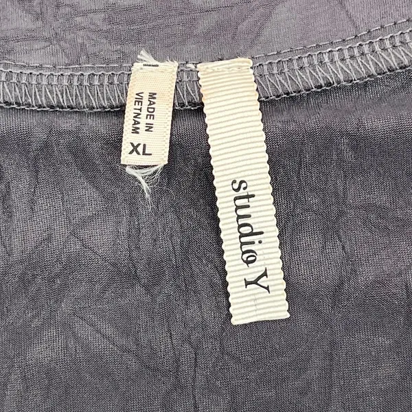 Studio Y Gray Sleeveless Tunic Beaded Sequin Top XL Y2K Clubwear Slinky Longline - Image 5