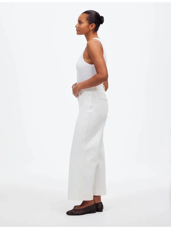 NWT Madewell The Curvy Perfect Vintage Wide-Leg Crop Jean in White - Size: 29 - Image 11