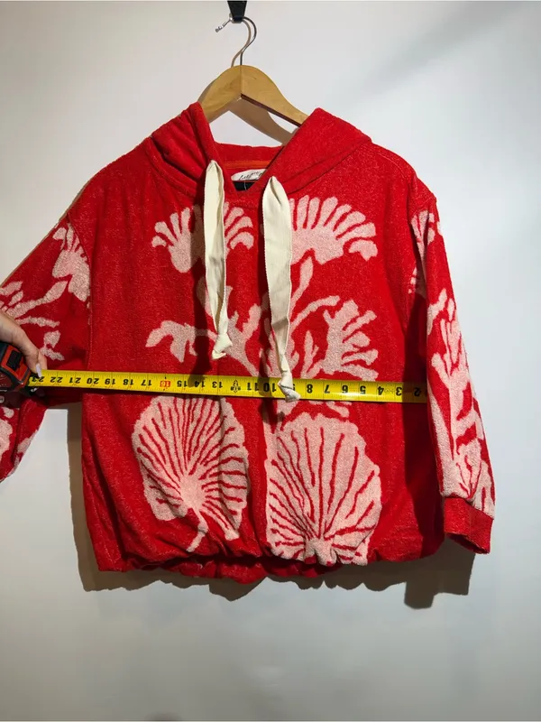 NWT Free People Shell Baby Cherry Combo Cotton Appliqué Oversize Pullover Sz XS - Image 6