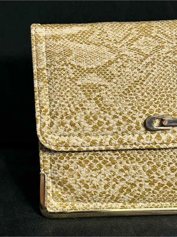 Gold Snakeskin Embossed Women’s Clutch Bag - Image 3