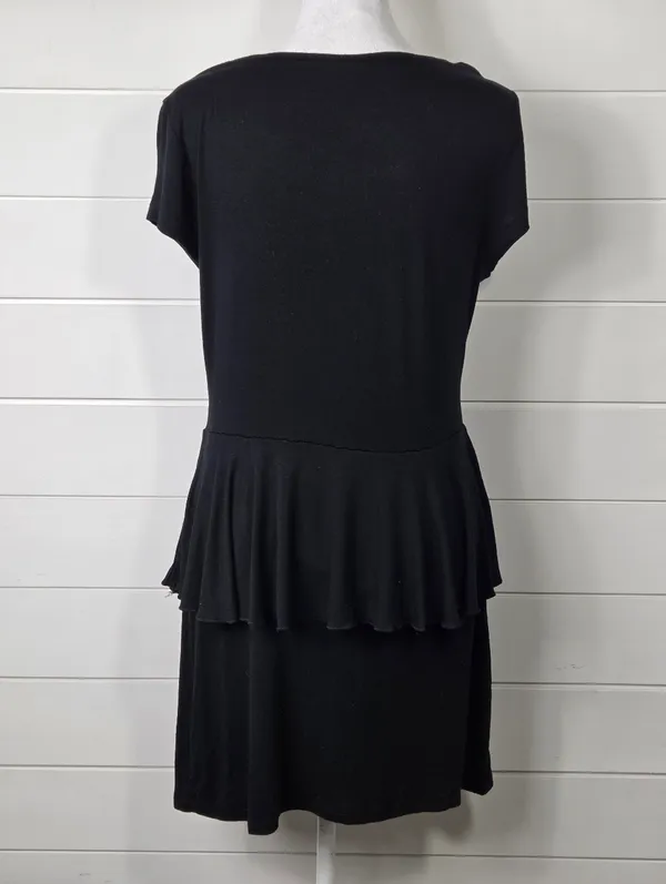 Kensie Black Short Sleeve Peplum Mini Dress Size L - Image 3