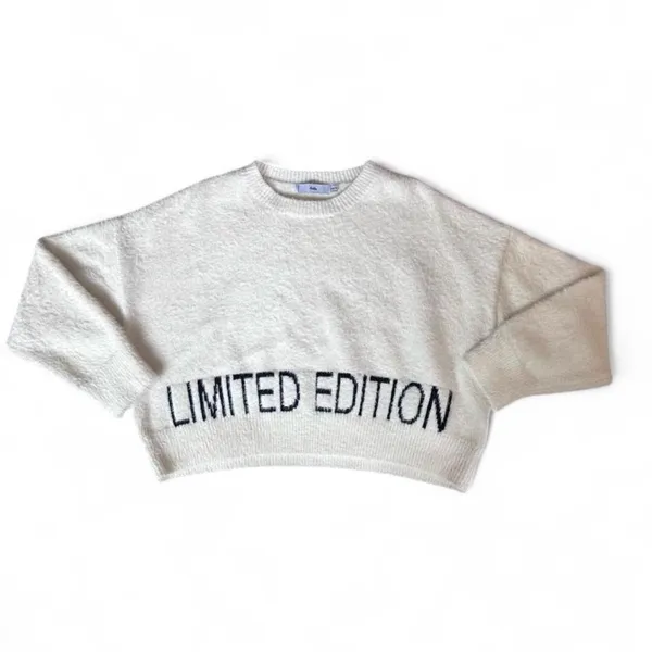 Adika Soft Fuzzy Cropped Sweater “Limited‎ Edition” Cream Oversized Cozy XS S - Image 7