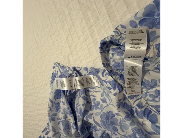 BedHead PJS Pajamas Blue Floral Print White Cotton Pants & Shirt Set NWT Large - Image 12