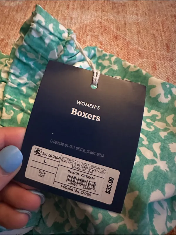 NWT roller rabbit x target green stamped floral poplin boxer shorts size large - Image 2