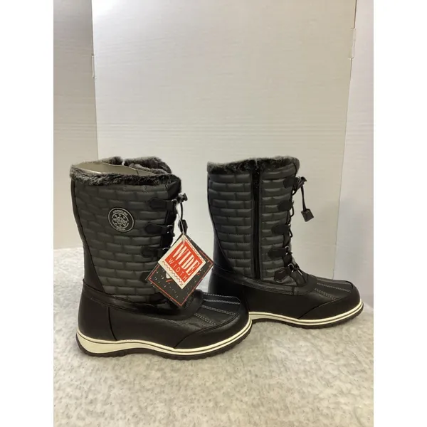Totes Liz Womens‎ Black Quilted Faux Fur Winter Snow Boots Wide Width 7W New - Image 2