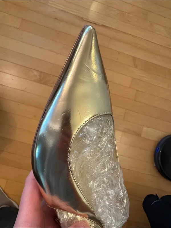 Marc Fisher Dorie Pointed Gold Patent Leather Slingback Pumps Size 9 glam glitz - Image 7