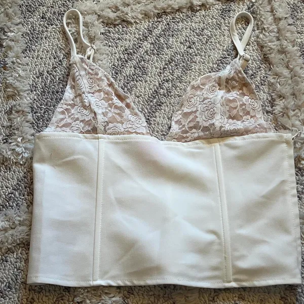 Edikted White Lace Tank Top - Image 2
