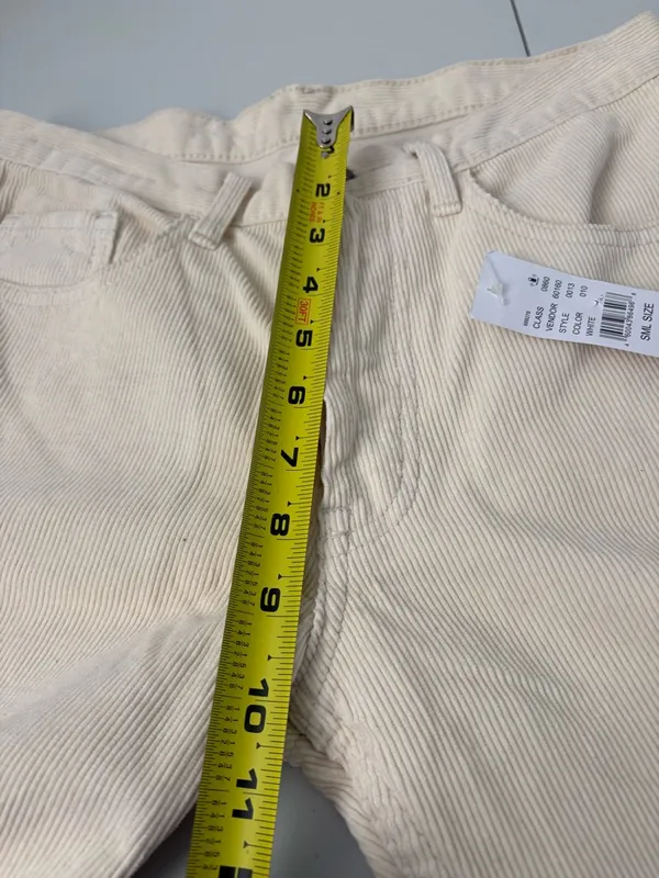 John Galt White Corduroy Straight Leg Jeans with‎ 5 Pockets Size Small Cream NWT - Image 9