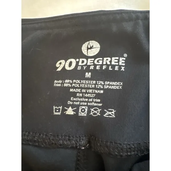 90 Degree by Reflex Black Athletic Leggings Mesh Patches Women's Medium - Image 2