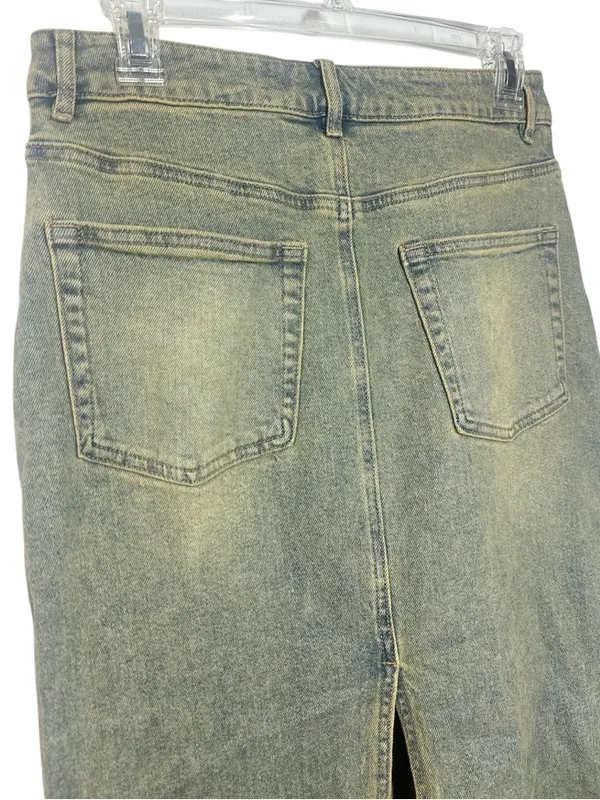 AFRM Amiri Long Denim Maxi Skirt in Mellow Tint Wash - Image 8