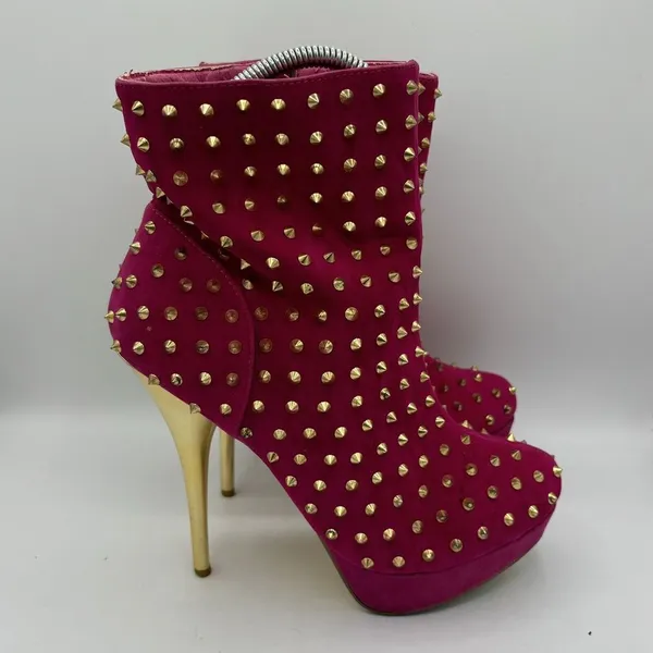 Goldfish Women Sz 9-9.5M Pink Stiletto 5" Hi‎ Heels Shoes Spike Dancer Glam Rock - Image 4