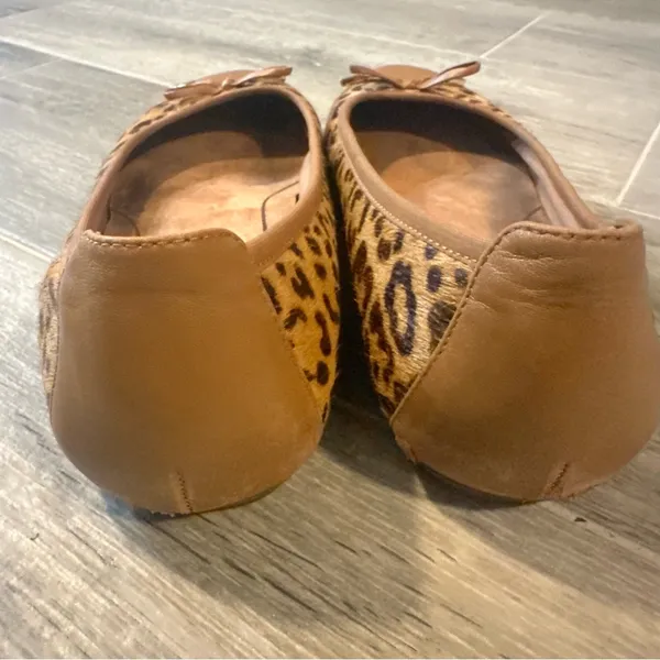 Vionic Orthaheel Minna Leopard Print Calf Hair Beige Leather Ballet Flats US 8 - Image 5