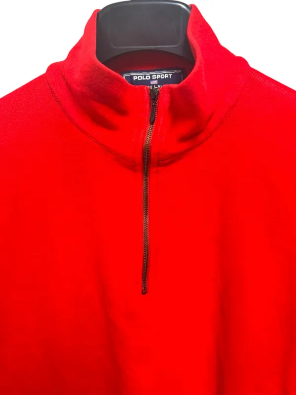 POLO SPORT Ralph Lauren Mid-90s Red Quarter-Zip Fleece Pullover Sweater Sz XL - Image 3