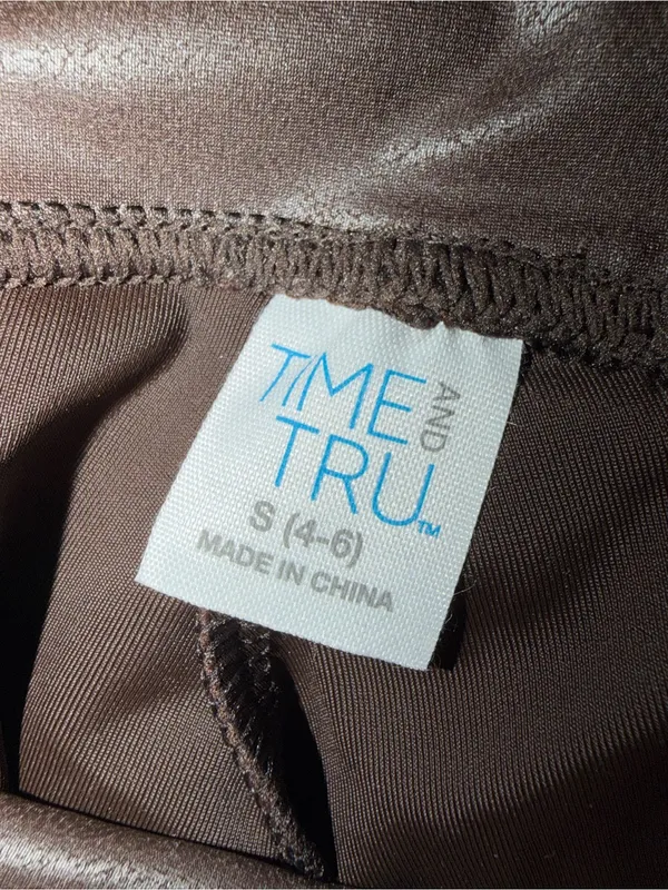 Time and Tru Brown Coated Faux Leather Leggings Size S - Image 2
