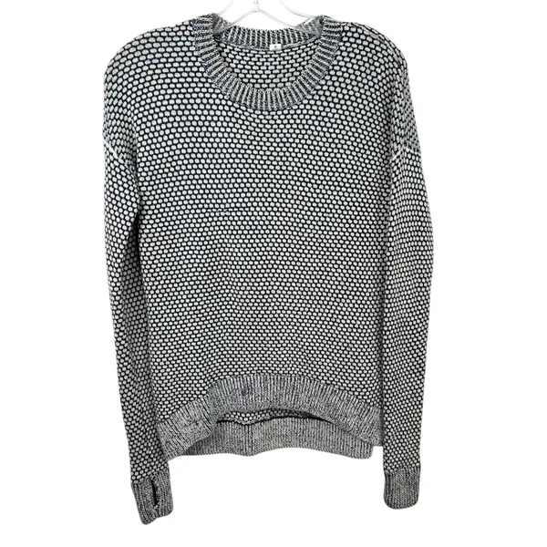 Lululemon Yogi Crew Sweater Size 4 Inkwell Blue Honeycomb Knit Thumbholes‎ 243 - Image 8