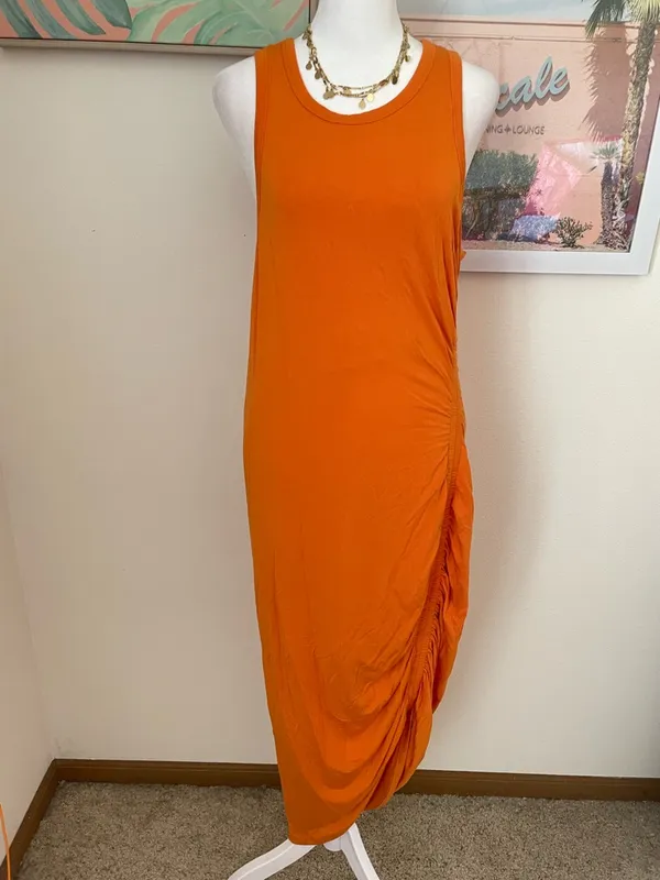 Veronica Beard Haylee Midi Dress in Orange Size Large - Image 4