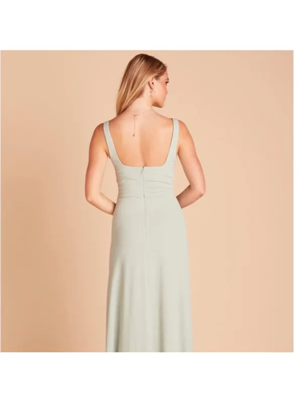 Birdy Grey Alex Crepe Sage Green Square Neck Bridesmaid Maxi Dress Gown Small - Image 6