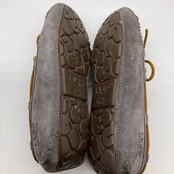 UGG GREY LEATHER MOCCASIN‎ SLIPPERS - Image 5
