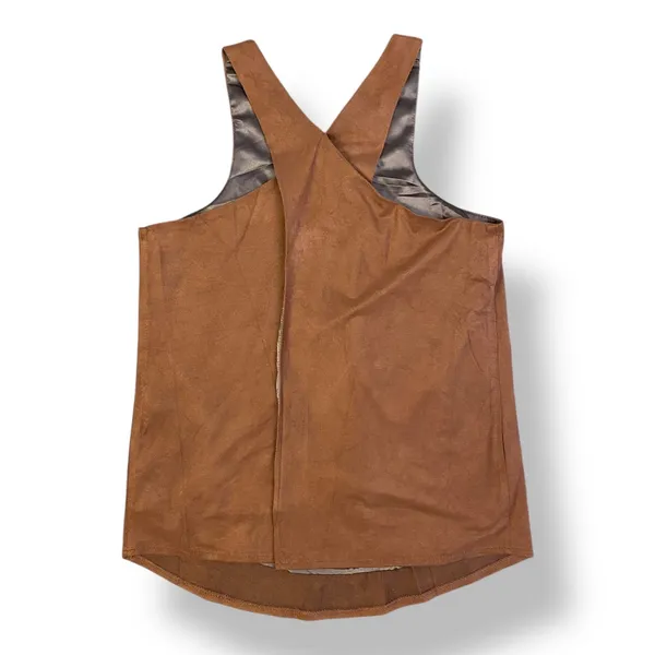Olivaceous Faux Suede V-Neck Blouse Womens Size‎ S Brown Boho - Image 4