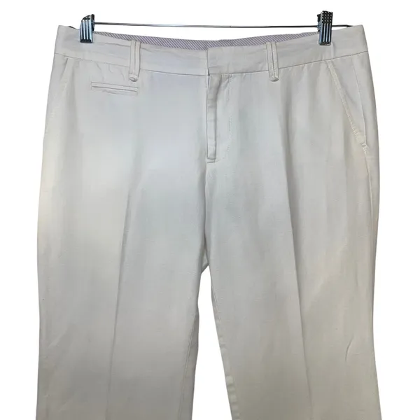 Gap Hip Slung Fit Trousers Off-white‎ Cotton Linen Wide Leg Pants 8 Regular - Image 4