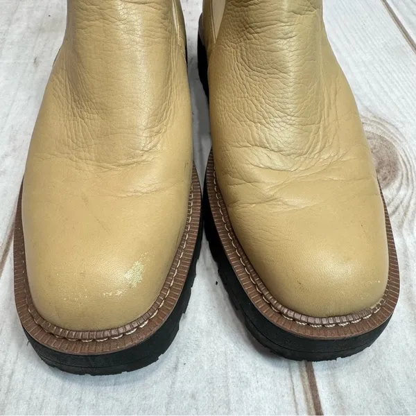 Sam Edelman Combat Boots Laguna Chelsea Waterproof Tan Leather Chunky Heel - Image 6