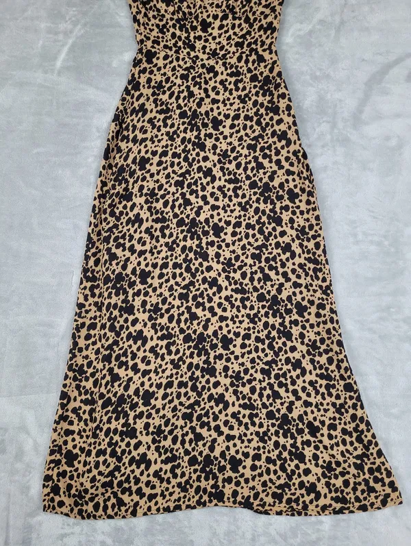 Reformation Dusk Dress Midi Animal Print Size 0 Open Back - Image 5