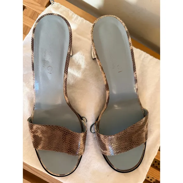 Gucci Tom Ford Era Snakeskin Print Leather Mule Sandals Wood Heel Size 7.5B - Image 3