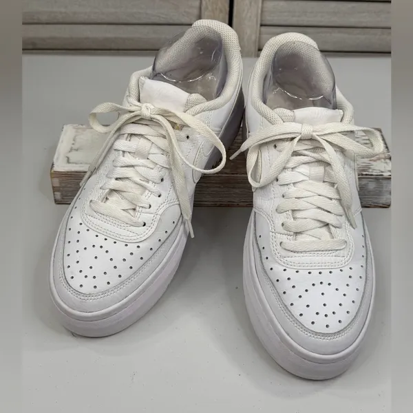 NIKE Women's Court Vision Alta Platform Sneakers White-9 - Image 3